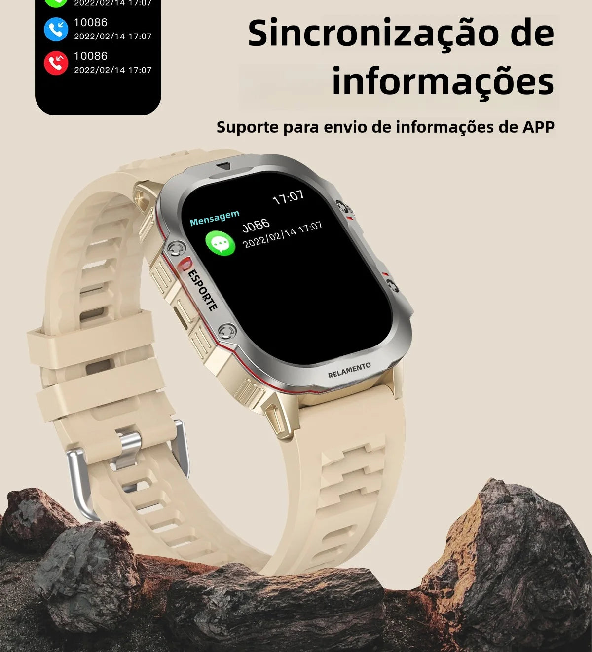 Smartwatch Esportivo 2.01" com Monitor de Saúde e Chamadas Bluetooth