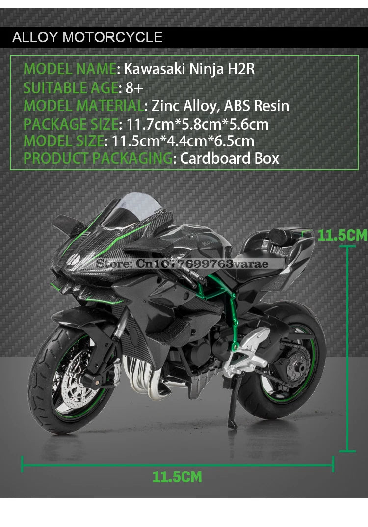 🏍️ Miniaturas de Motos Kawasaki Ninja H2R, Suzuki GSX-R1000 e Yamaha YZF-R1 1:18 MSZ – Modelos Estáticos Colecionáveis (Diecast)