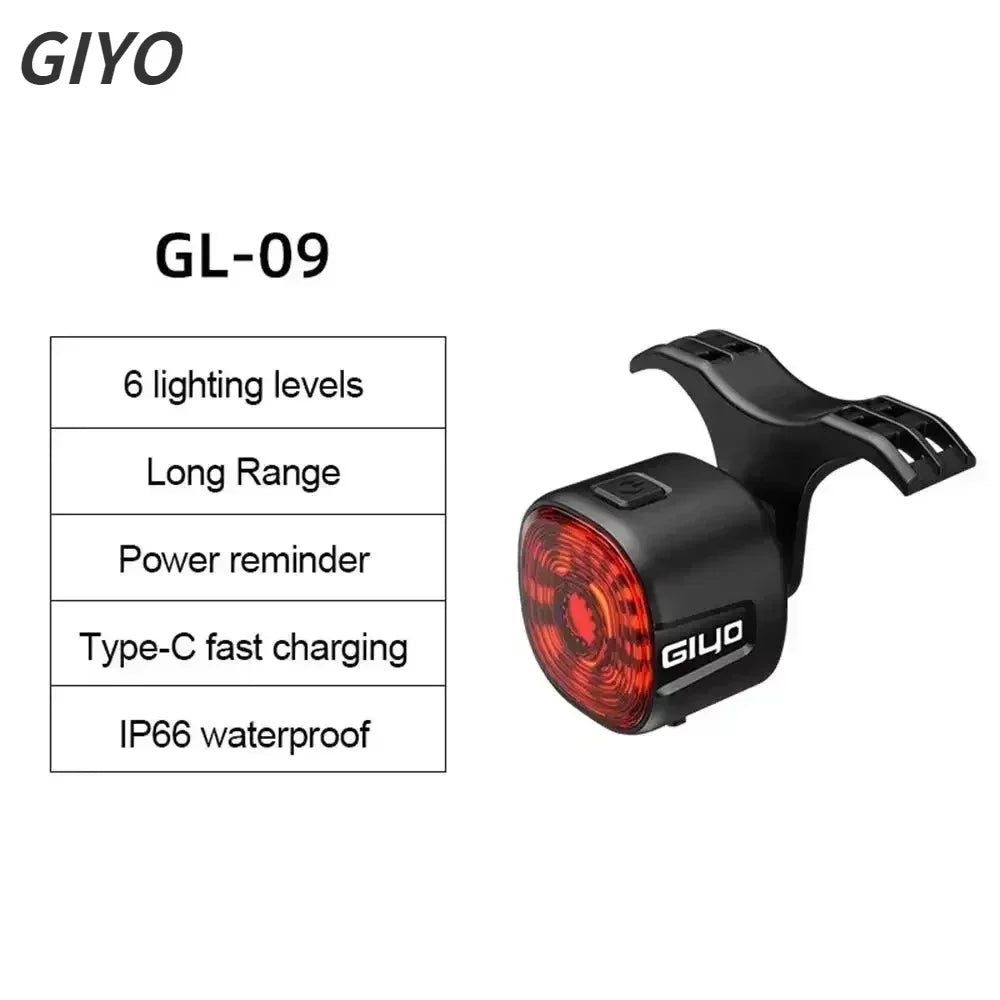 Luz Traseira Inteligente para Bicicleta GIYO – Segurança e Visibilidade com Sensor Automático