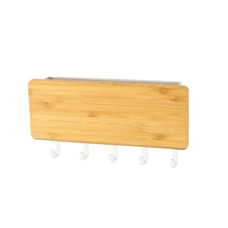 Porta-Chaves de Parede em Bambu com 6 Ganchos – Suporte Organizador Decorativo para Chaves, Casacos e Acessórios | Estilo e Funcionalidade no Seu Lar