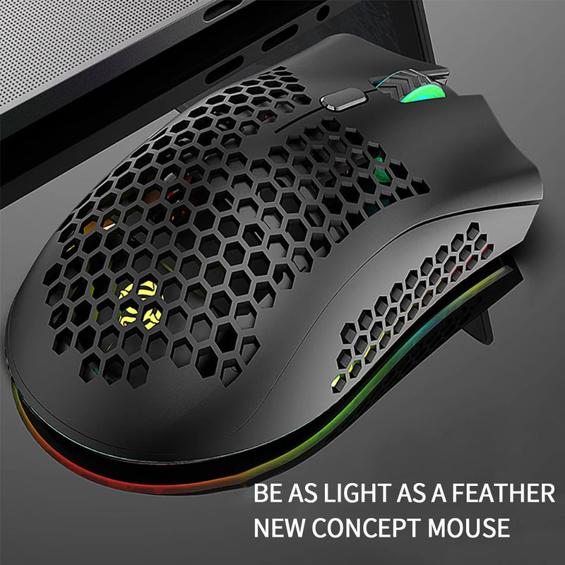 Mouse Gamer BM600 Recarregável com Iluminação RGB e Conexão Sem Fio 2.4Ghz