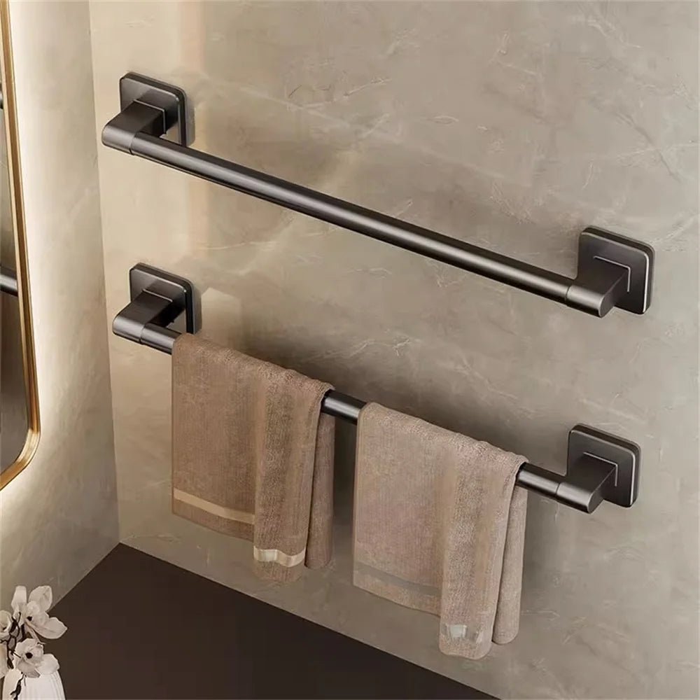 Suporte de Toalha de Parede – Prateleira Horizontal para Banheiro e Cozinha, Sem Perfuração, Armazenamento Prátic