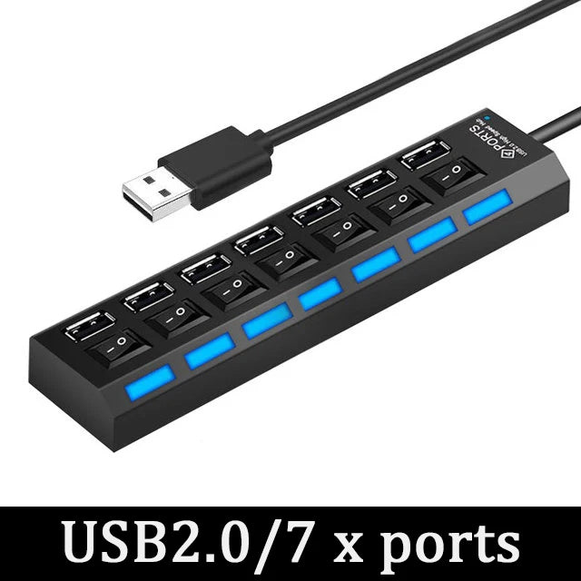 USB 3.0 Power Adapter 4/7 Port Multi USB Splitter Hub