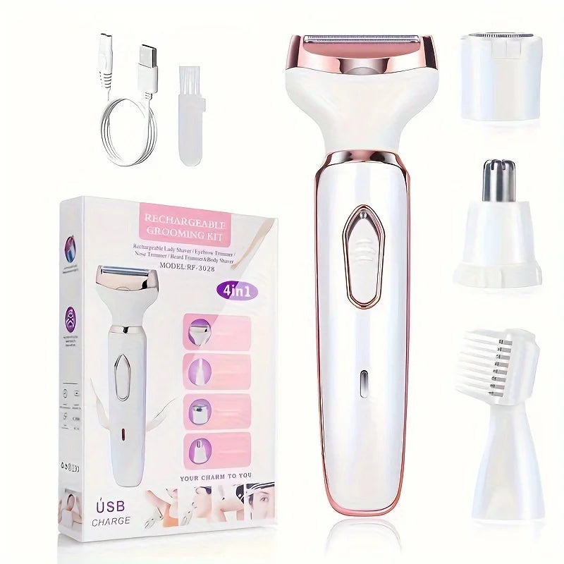 4 em 1 Aparador Elétrico para Mulheres – Praticidade e Conforto para Remoção de Pelos!