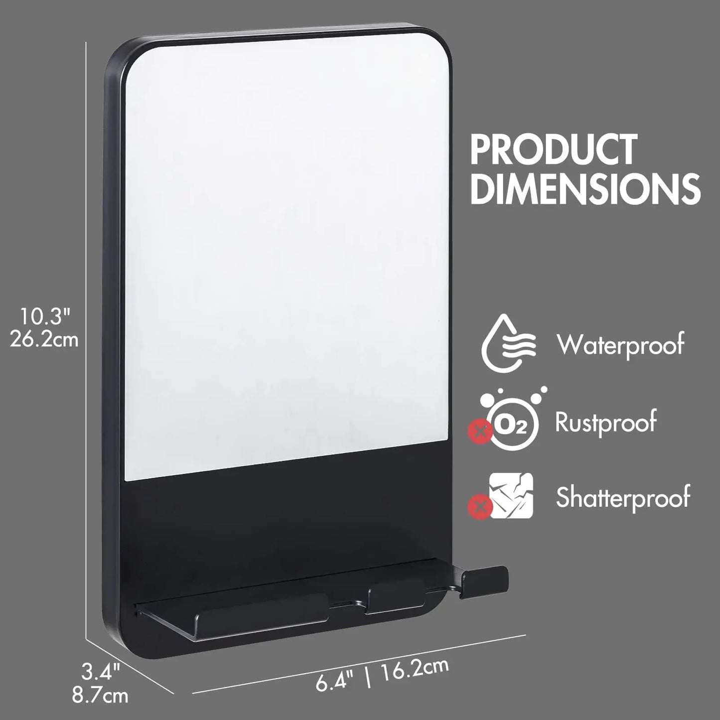 Espelho Antifog TAILI para Banheiro – Ideal para Barbear no Chuveiro!