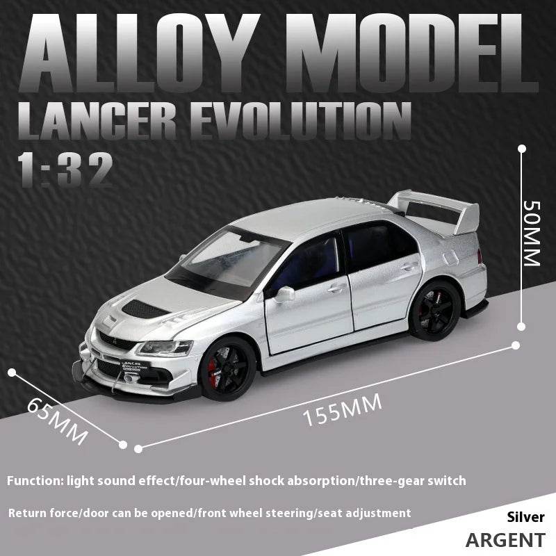 🏎️ Miniatura Mitsubishi Lancer Evolution IX 1:32 Maisto – Supercarro JDM com Luz, Som e Volante à Direita (Diecast)