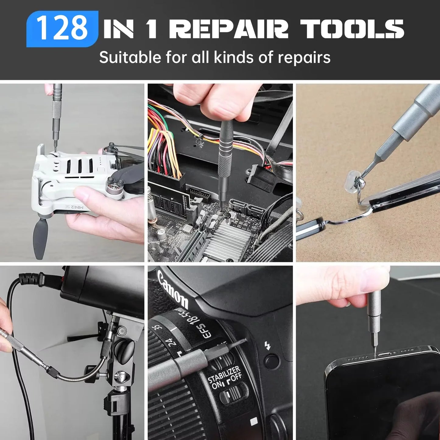 Kit Chave de Precisão 128 em 1 – Solução Profissional para Reparos!