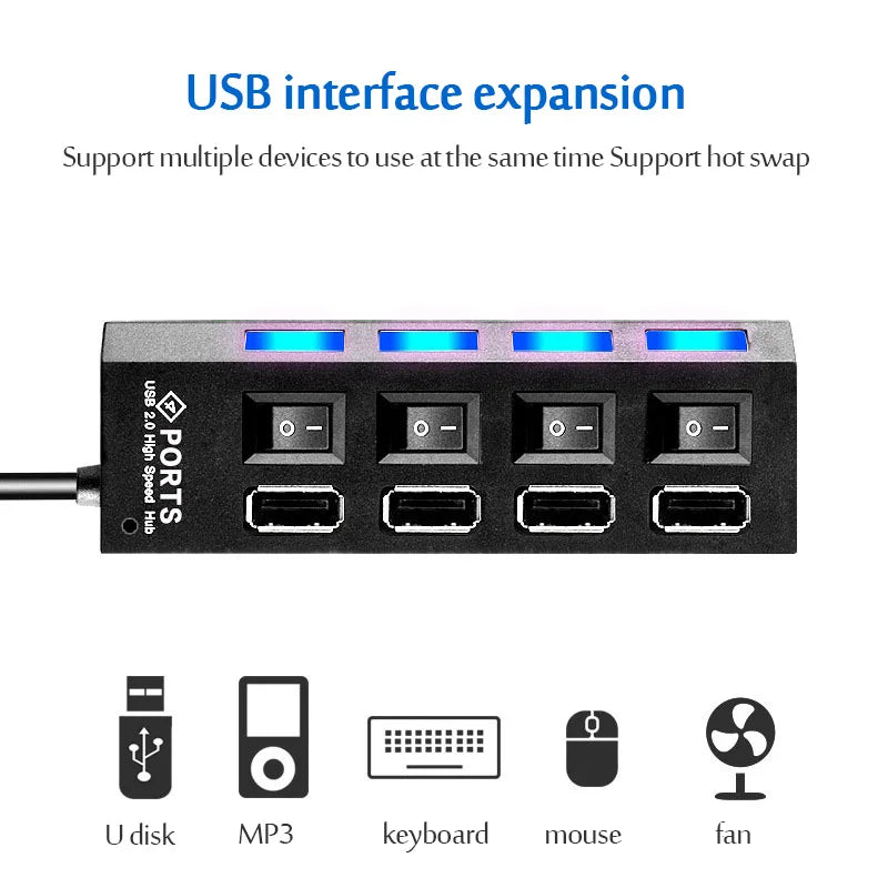 USB 3.0 Power Adapter 4/7 Port Multi USB Splitter Hub