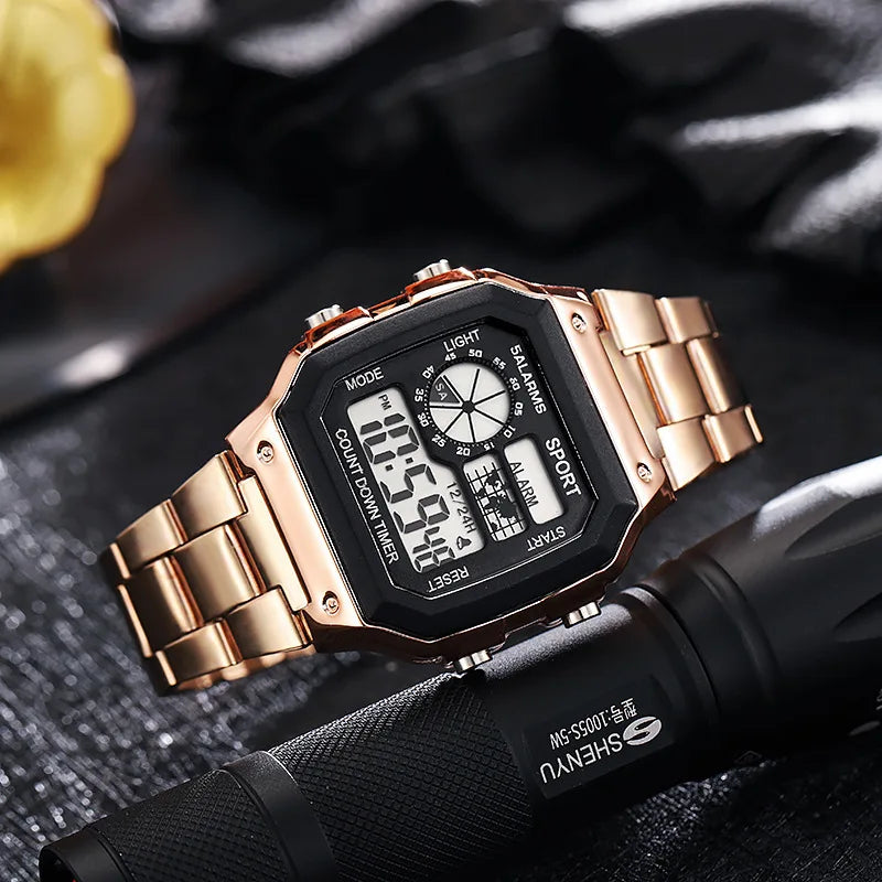 Relógio Esportivo Masculino YIKAZE Luxury Stainless Steel