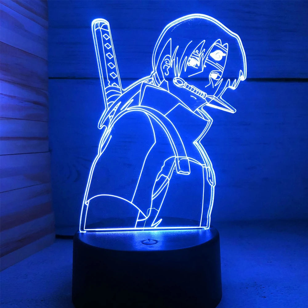 Lâmpada LED Naruto Uzumaki 3D - Akatsuki, Kakashi Hatake e Itachi Uchiha