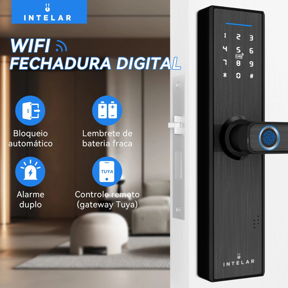 Fechadura Digital Tuya X1 Wi-Fi com Câmera, Biometria e Reconhecimento de Veia | Desbloqueio por App, Senha, Cartão e Chave | IP66 à Prova d’Água
