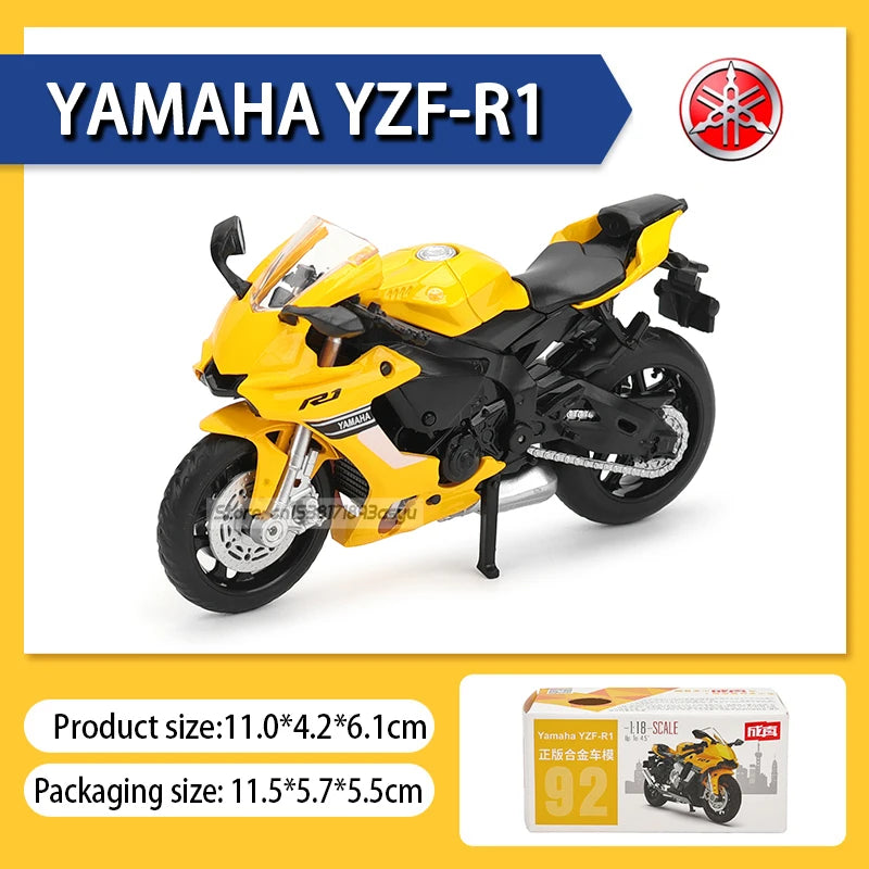 🏍️ Miniaturas de Motos Kawasaki Ninja H2R, Suzuki GSX-R1000 e Yamaha YZF-R1 1:18 MSZ – Modelos Estáticos Colecionáveis (Diecast)