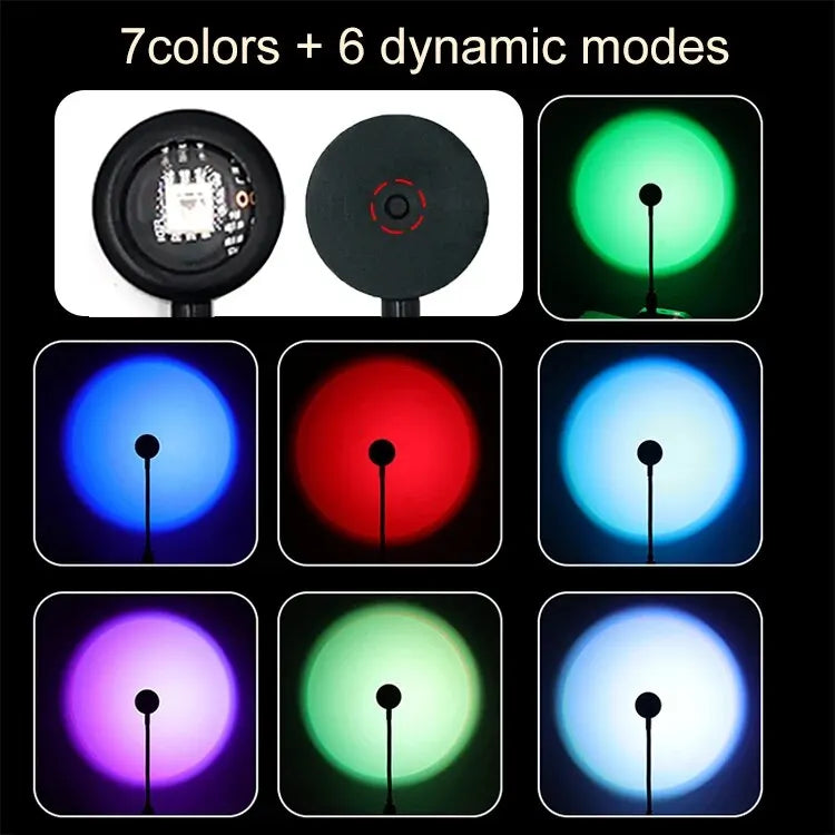 Lâmpada de Pôr do Sol USB - Iluminação LED Arco-Íris para Decoração de Ambiente