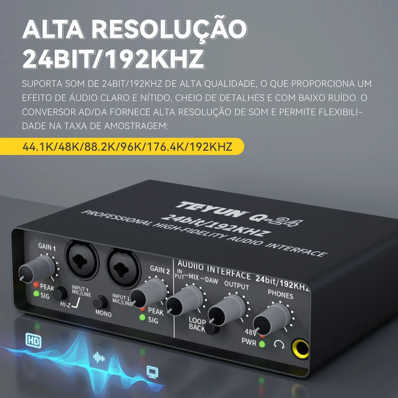 TEYUN Professional Sound Card Audio Mixer – Mixer de Áudio para Estúdio e Gravação ao Vivo