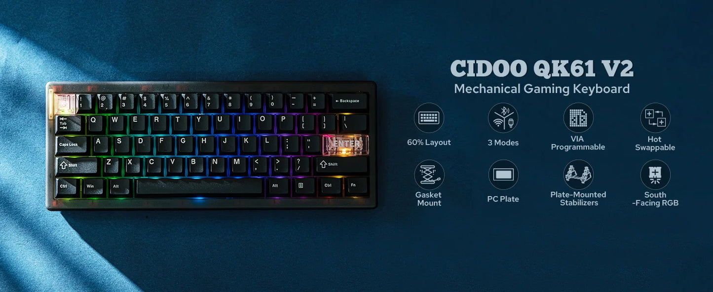 CIDOO QK61 V2 – Performance e Personalização em um Teclado Compacto!