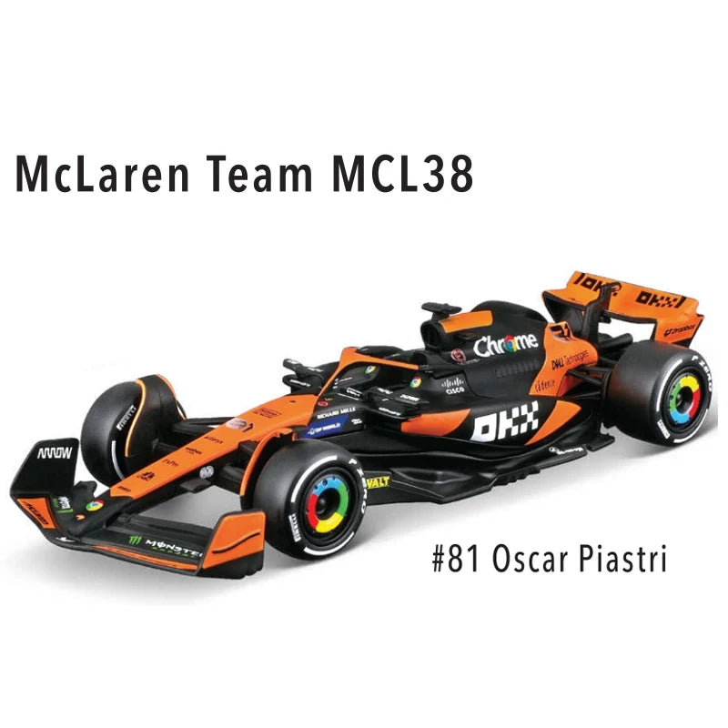 🏁 Miniatura F1 McLaren MCL38 Bburago 1:43 – Edição Miami & Mônaco GP 2024 (Diecast Colecionável)