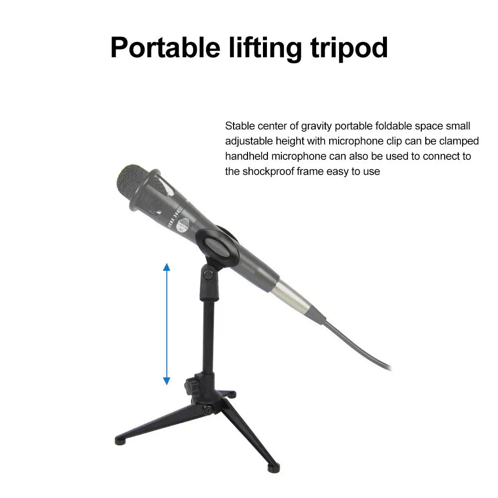 Suporte de Microfone Ajustável – Tripé Portátil para Mesa | Compacto e Leve!