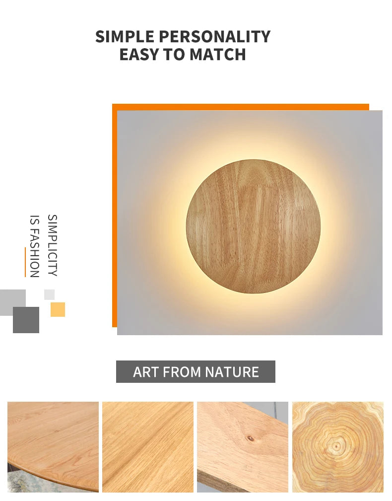 ShineSoul LED Wooden Wall Lamp – Iluminação Moderna para Seu Ambiente