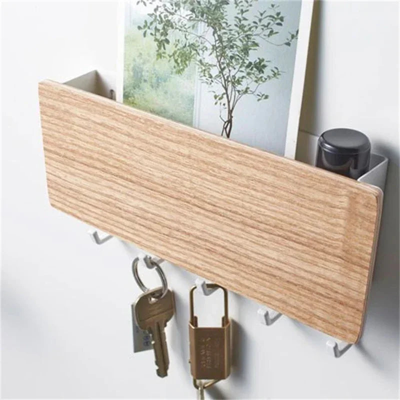 Porta-Chaves de Parede em Bambu com 6 Ganchos – Suporte Organizador Decorativo para Chaves, Casacos e Acessórios | Estilo e Funcionalidade no Seu Lar