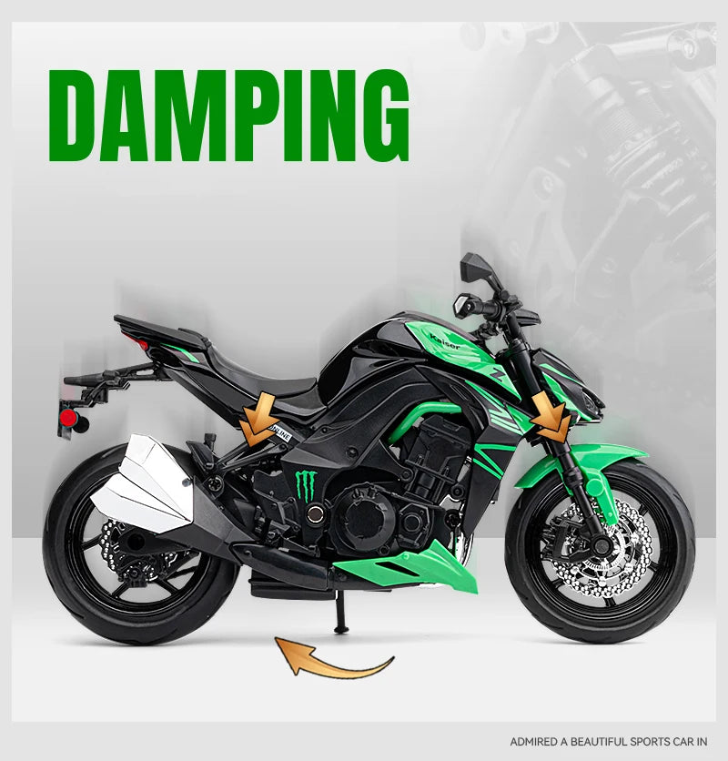 1:12 Kawasaki Z1000 Street Cars Motorcycle Diecast Model Car Alloy Metal With Base Display Collections Hobby Home Decoration Boy