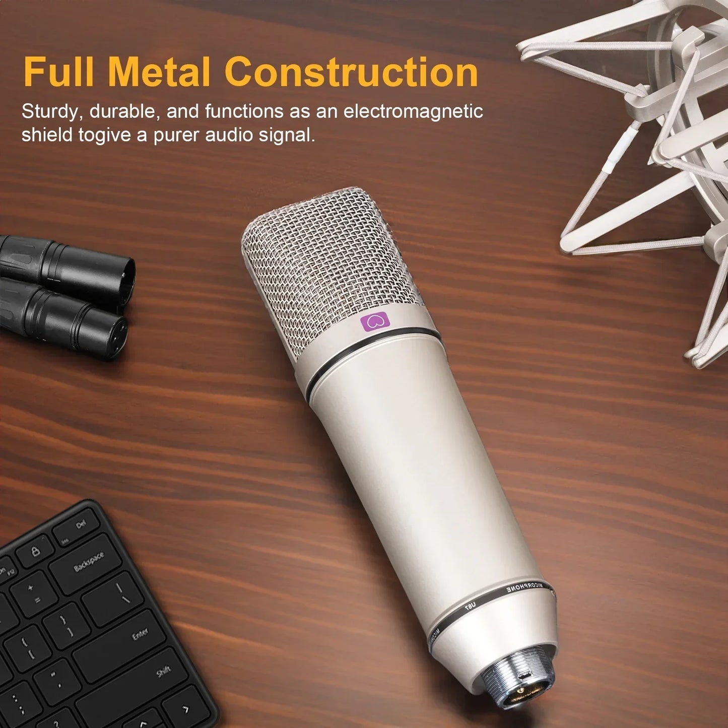 Condenser Microphone – Microfone Profissional para Gravação, Podcasting, Voz e Transmissão Ao Vivo