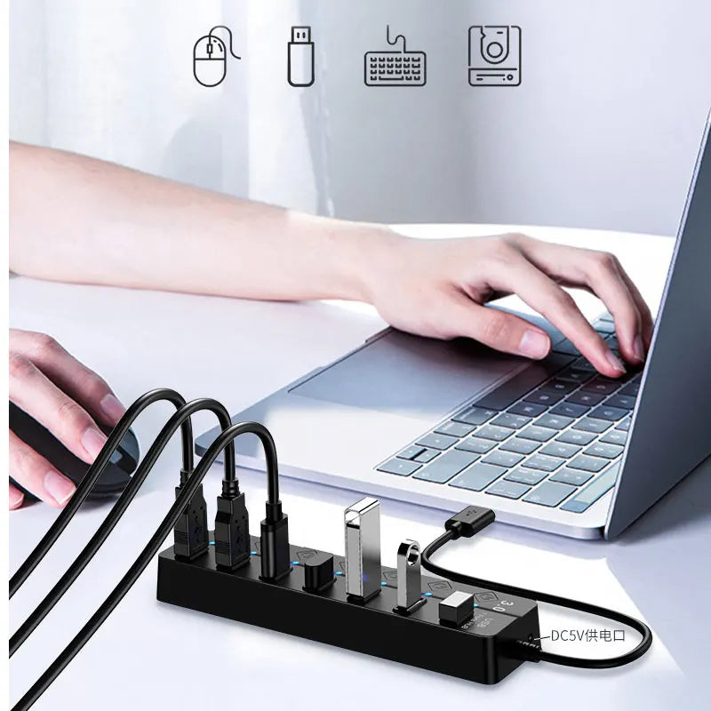 USB 3.0 Power Adapter 4/7 Port Multi USB Splitter Hub