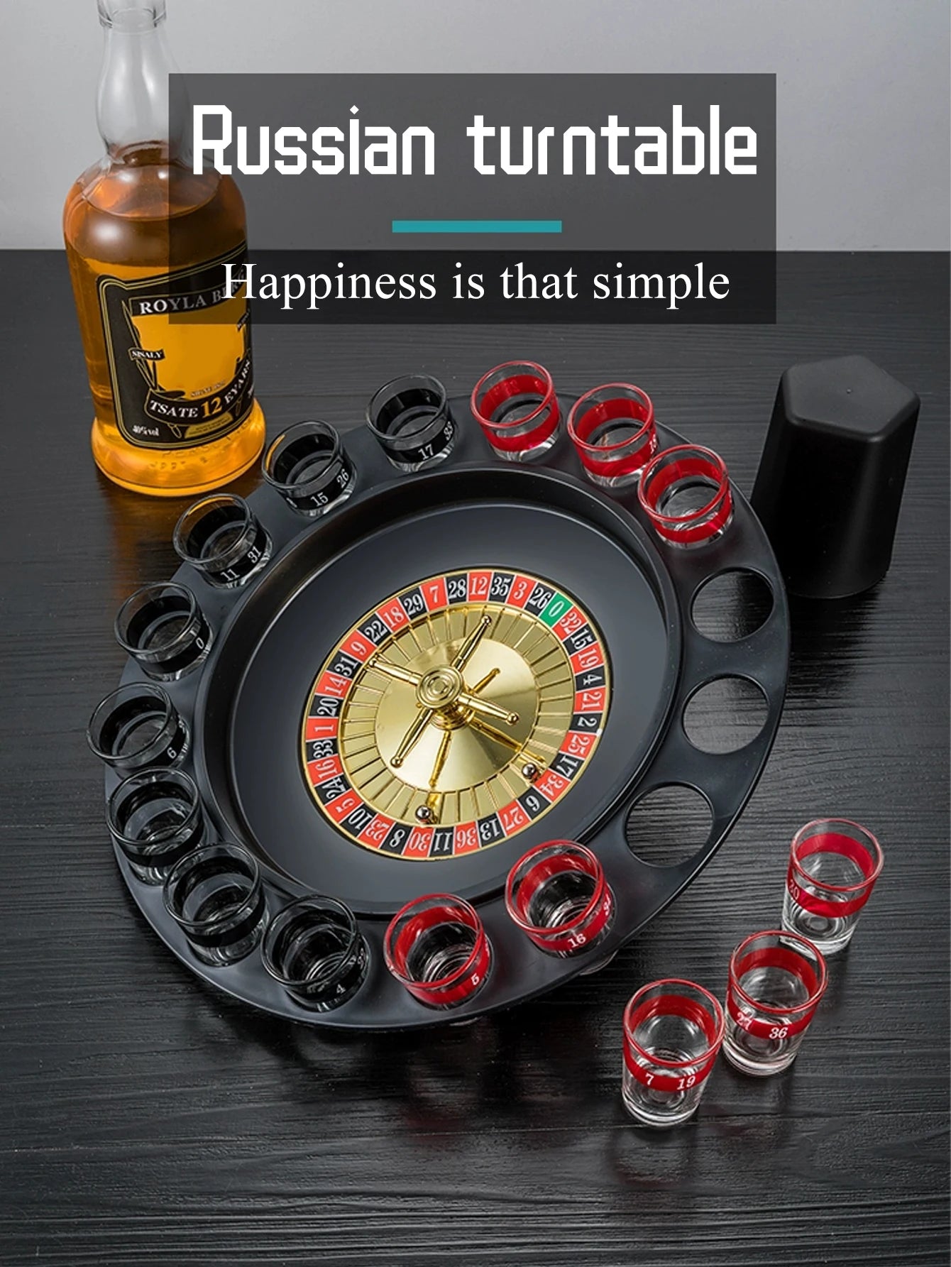 Jogo de Roleta de Bebida Russa – 16 Copos de Shot