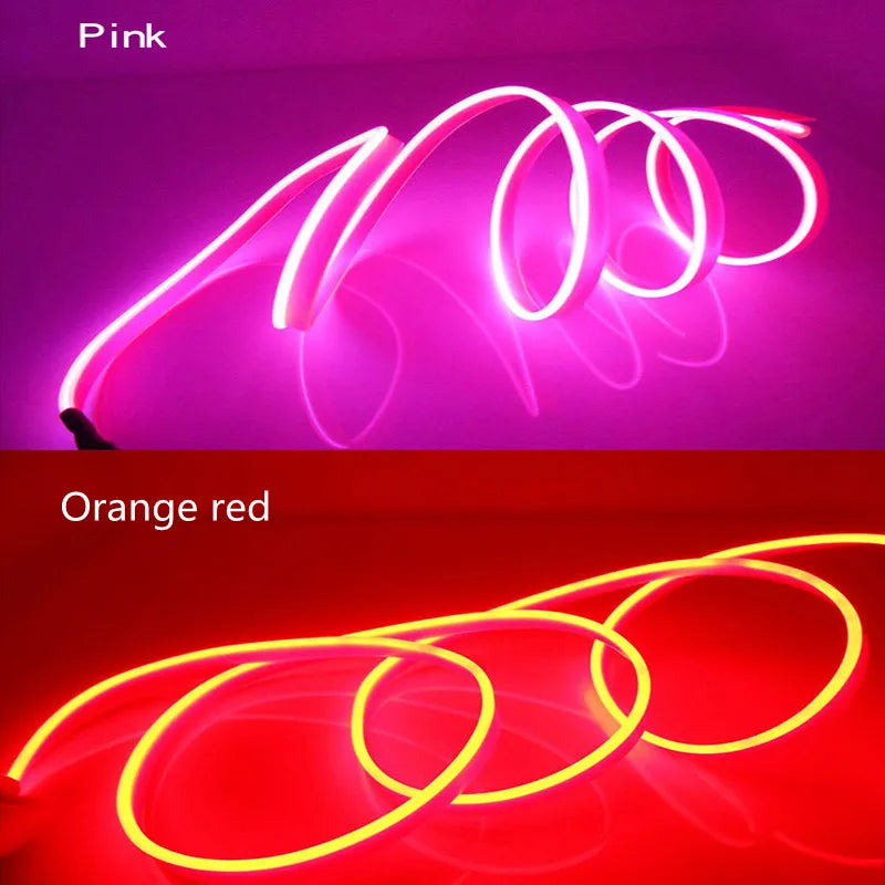 Fita de LED Neon Flex 5m com Conexão USB – Iluminação Interna Decorativa para Carros | 5V Flexível e DIY
