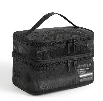 Double Layer Mesh Makeup Bag – Organização e Estilo em Cada Detalhe