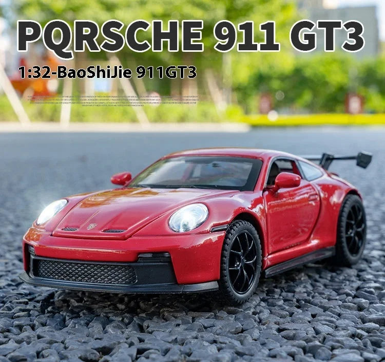 🏎️ Miniatura Porsche 911 GT3 RS 1:32 – Carro Esportivo de Liga Metálica com Som e Luz | Modelo Colecionável | Presente Infantil e Adulto