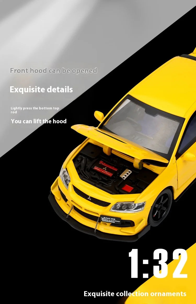 🏎️ Miniatura Mitsubishi Lancer Evolution IX 1:32 Maisto – Supercarro JDM com Luz, Som e Volante à Direita (Diecast)