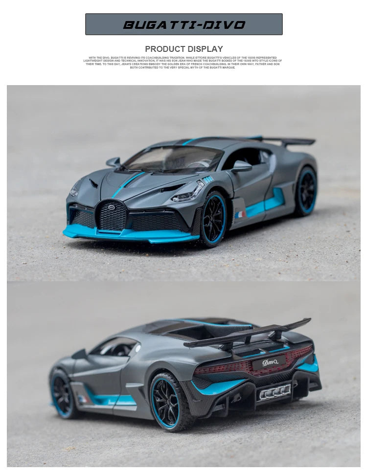 🏎️ Miniatura Bugatti Divo 1:32 MAKEDA – Supercarro Colecionável em Liga Metálica (Diecast)