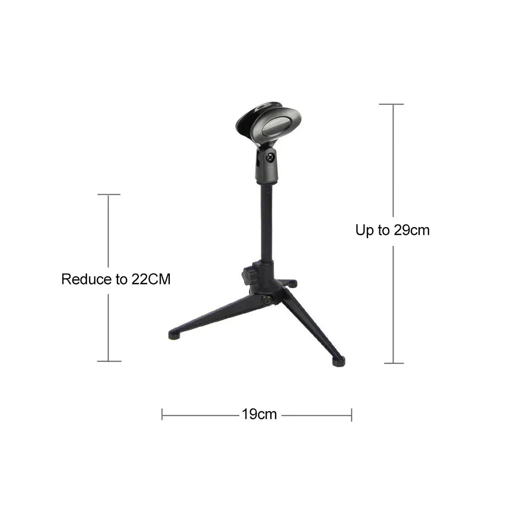 Suporte de Microfone Ajustável – Tripé Portátil para Mesa | Compacto e Leve!