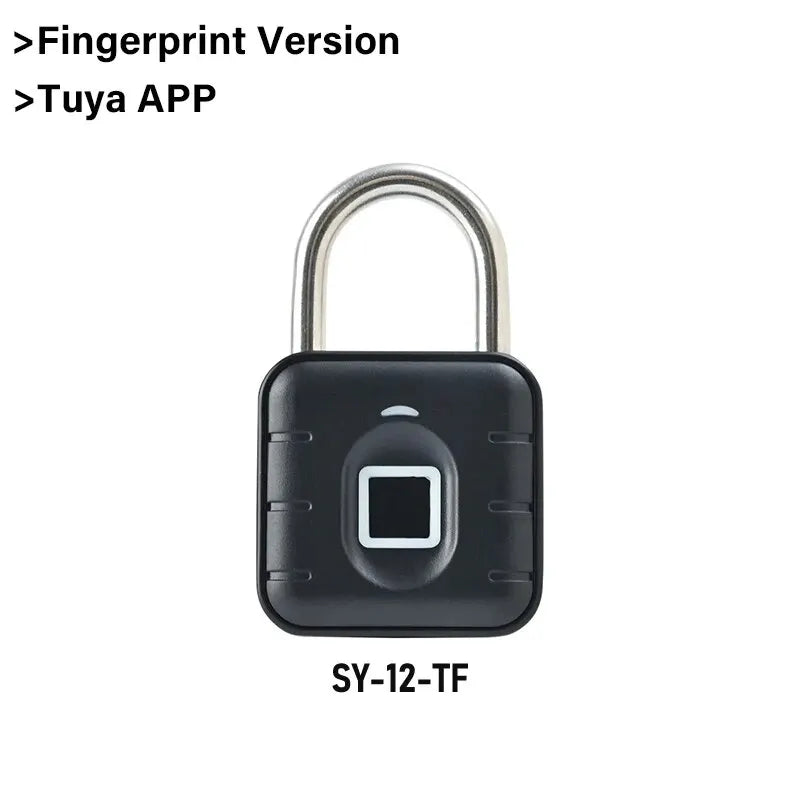 Cadeado Eletrônico Inteligente RAYKUBE SY-12 – Com Bluetooth, Leitor de Digital e Senha Temporária | Cadeado à Prova d’Água IP66 com Controle via App Tuya