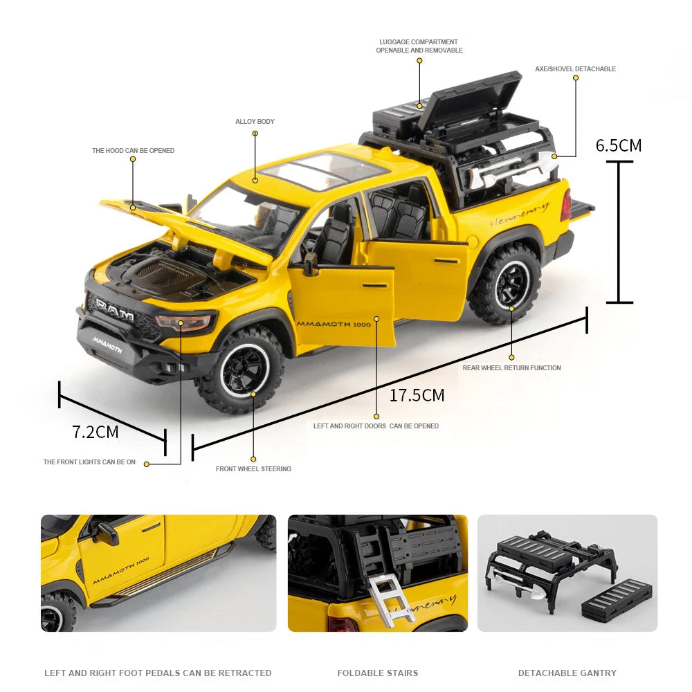 🏁 Miniatura Dodge RAM 1000 TRX Mammoth 1:32 Maisto – Modelo Colecionável com Luz e Som (Diecast)