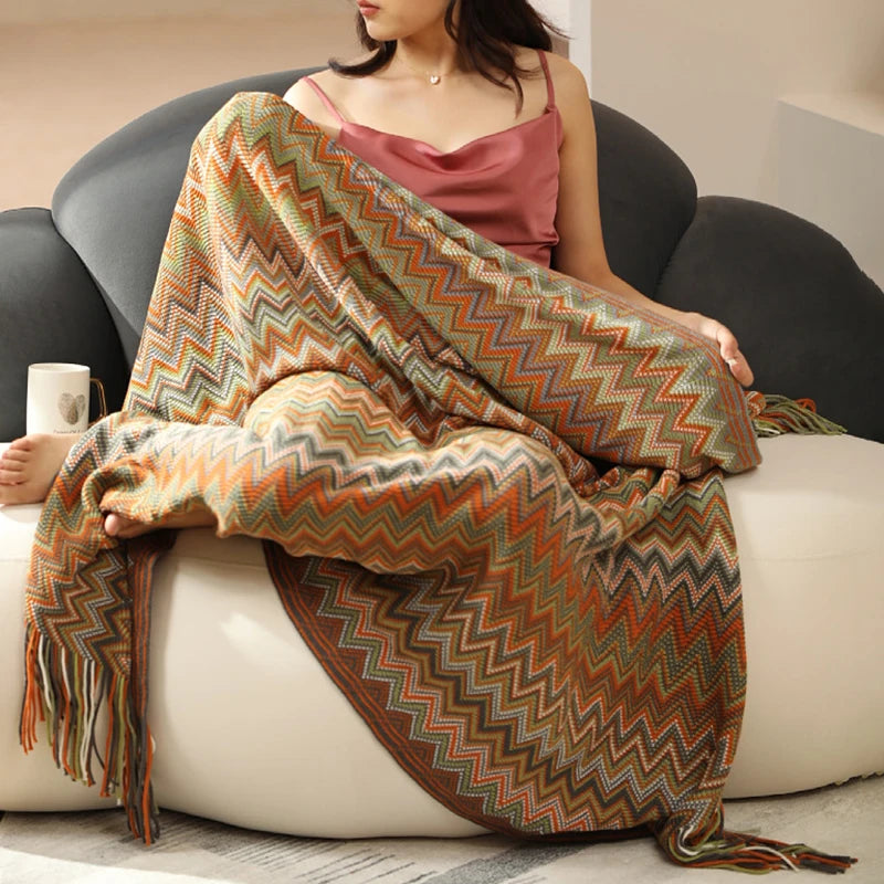 Cobertor Boho Estilo Étnico – Decoração Aconchegante e Vibrante para Seu Lar!