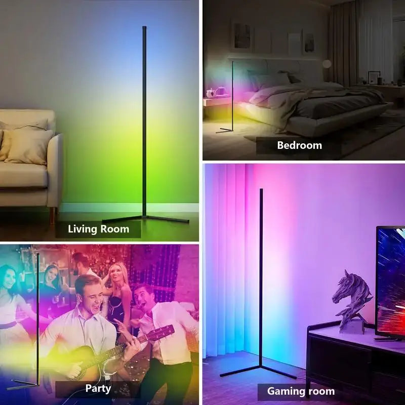 Lâmpada de Chão RGB Dream Color com Sincronização Musical – Mudança de Cor com 16 Milhões de Opções para Quarto e Sala de Estar