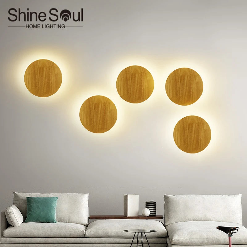 ShineSoul LED Wooden Wall Lamp – Iluminação Moderna para Seu Ambiente