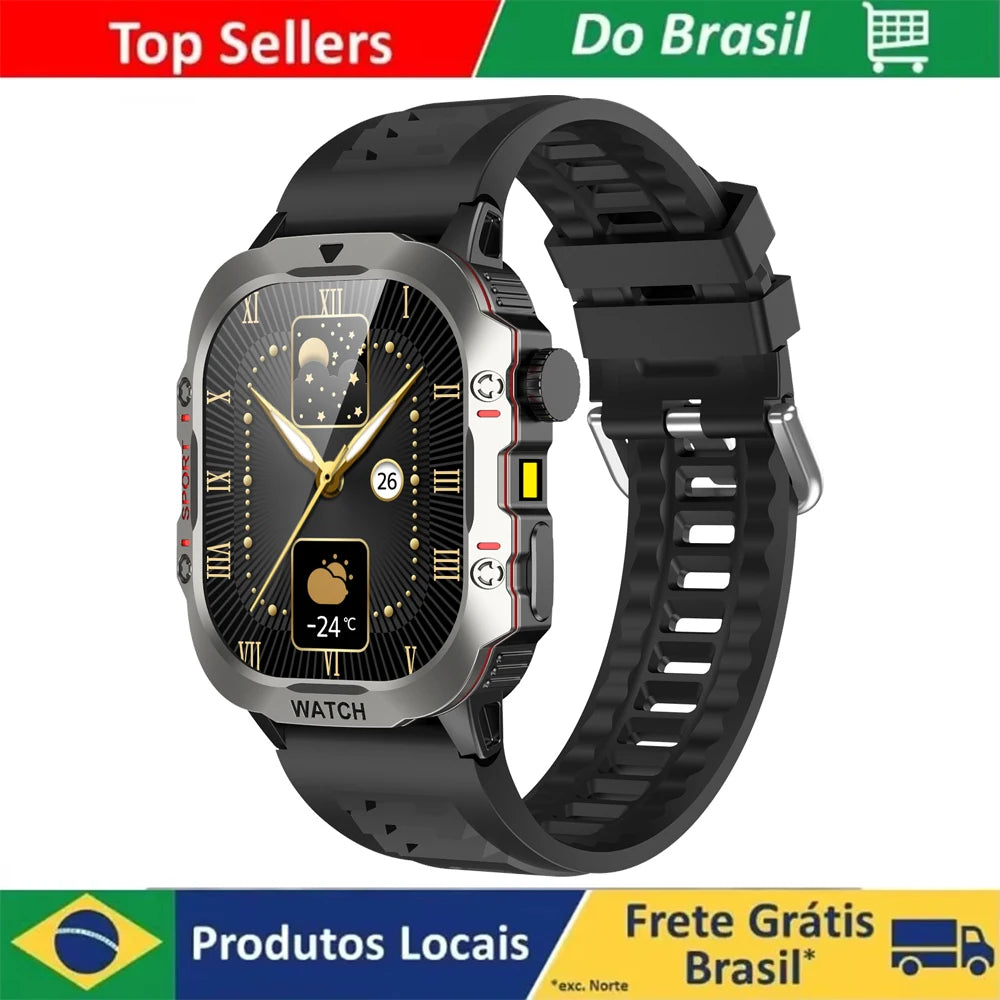 Smartwatch Esportivo 2.01" com Monitor de Saúde e Chamadas Bluetooth