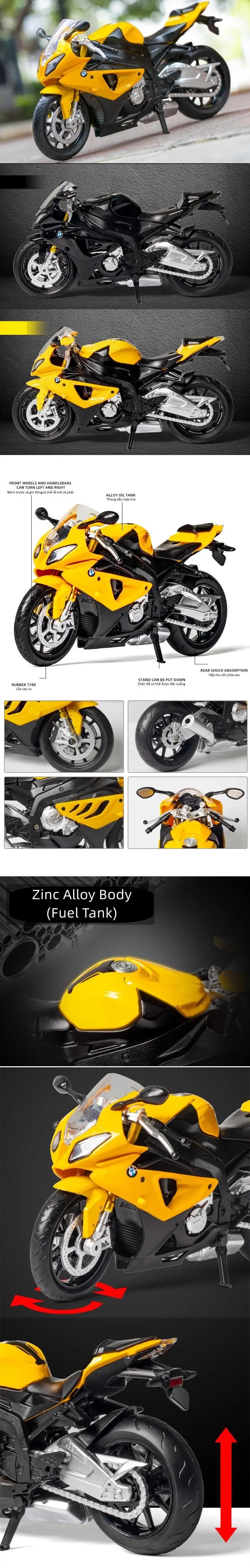 🏍️ Miniatura Moto BMW S1000RR 1:12 RMZ City – Modelo Super Esportiva Colecionável (Diecast)