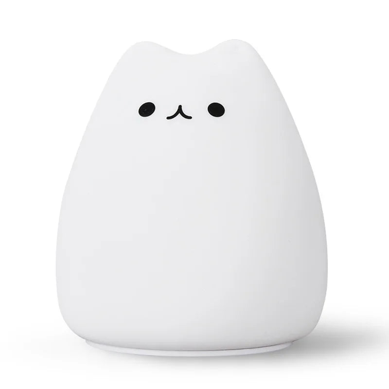 Luminária Noturna Kawaii de Gato – Toque para Troca de Cores, Proteção para os Olhos e Iluminação Suave