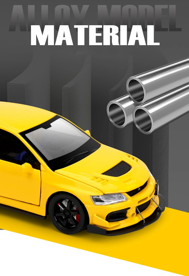 🏎️ Miniatura Mitsubishi Lancer Evolution IX 1:32 Maisto – Supercarro JDM com Luz, Som e Volante à Direita (Diecast)
