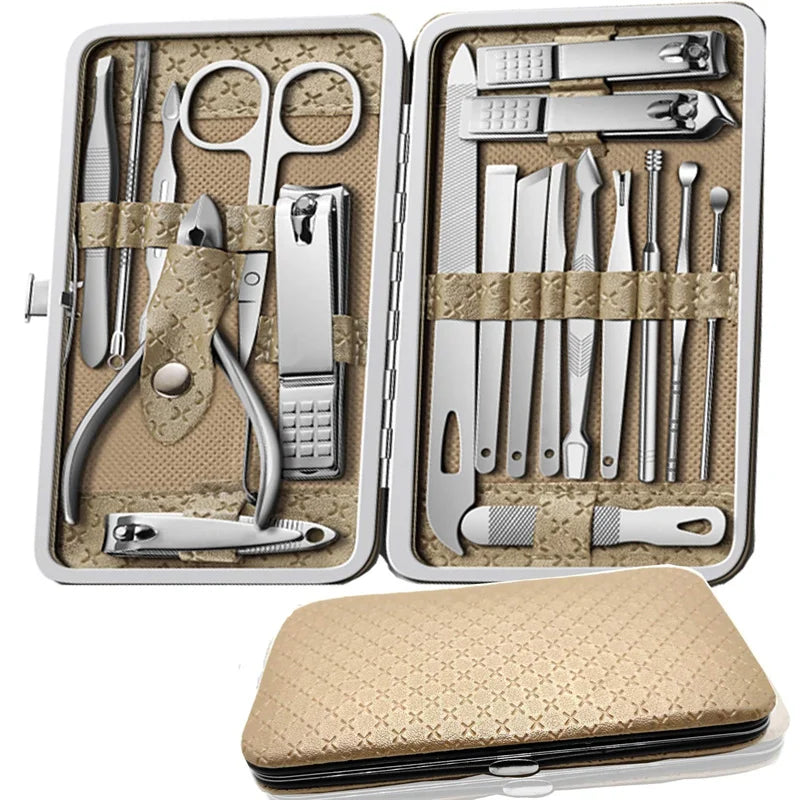 Kit de Manicure e Pedicure Profissional – 19 Peças!