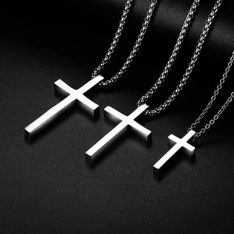 Colar de Pingente Cruz de Aço Inoxidável - Minimalista para Homens e Mulheres