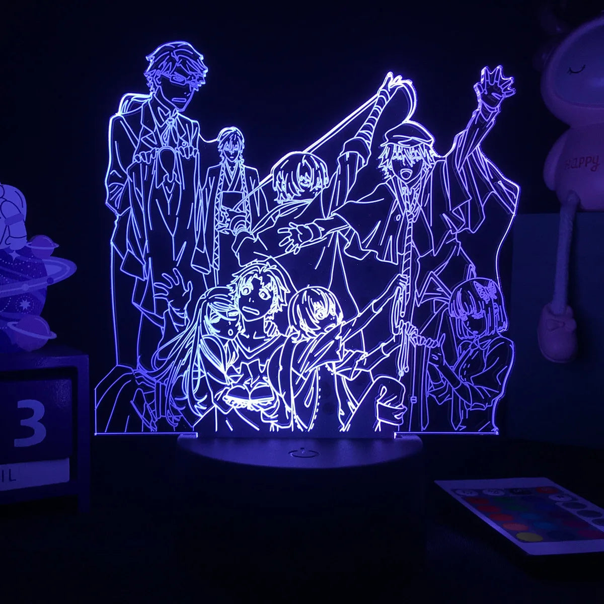 Luminária 3D LED Bungo Stray Dogs – Decoração Anime para Quarto, Presente Criativo