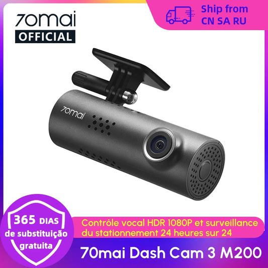 70mai Dash Cam M200 – Câmera Veicular com Wi-Fi, Controle por Voz e Visão Noturna em Full HD