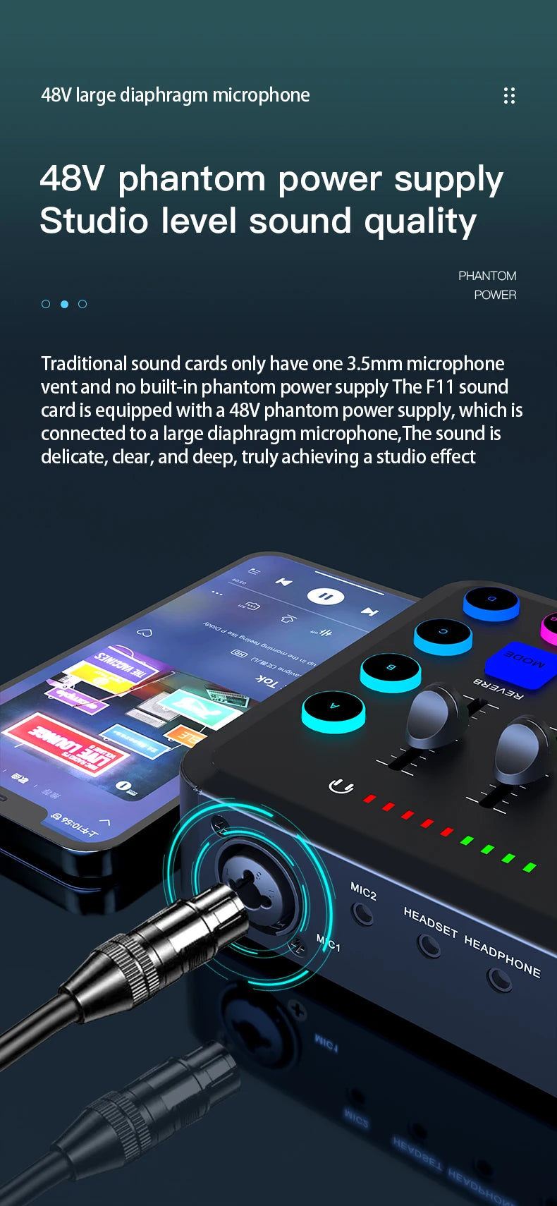 F11 Live Sound Card Streaming – Mixagem Profissional para Streaming e Podcast