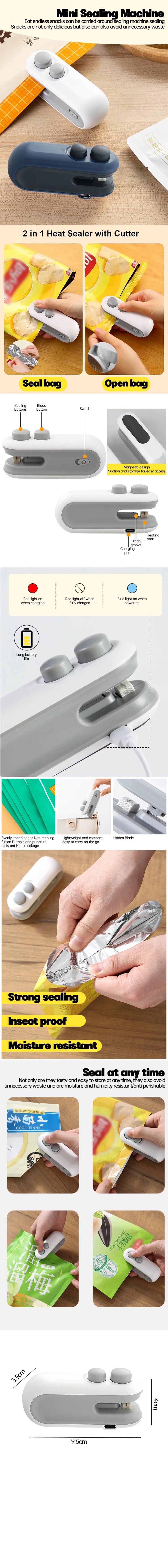 Mini Máquina Seladora Elétrica de Bolsas 2 em 1 – Praticidade no Seu Dia a Dia!
