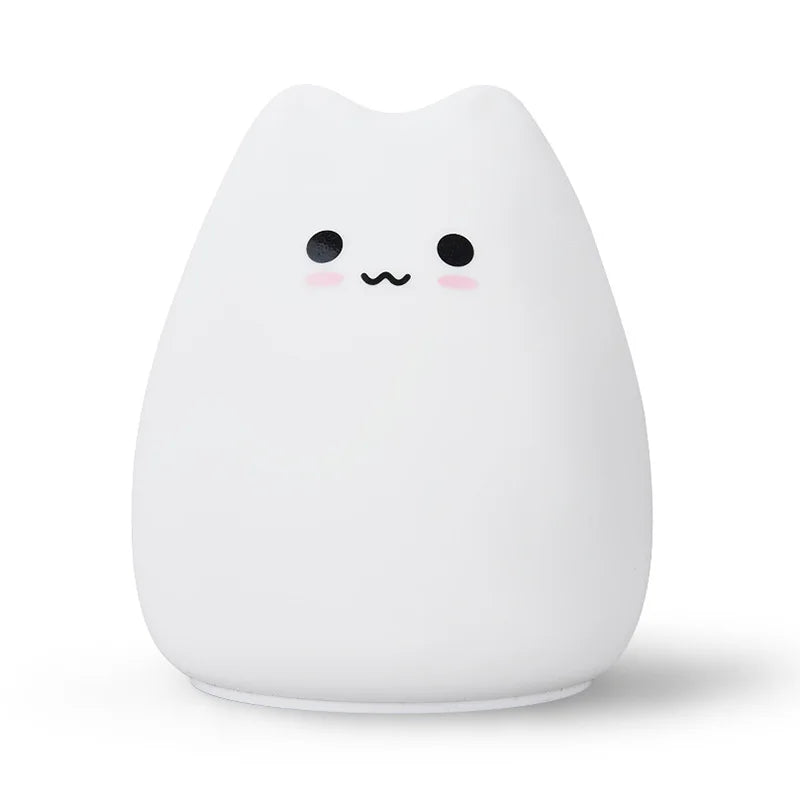 Luminária Noturna Kawaii de Gato – Toque para Troca de Cores, Proteção para os Olhos e Iluminação Suave