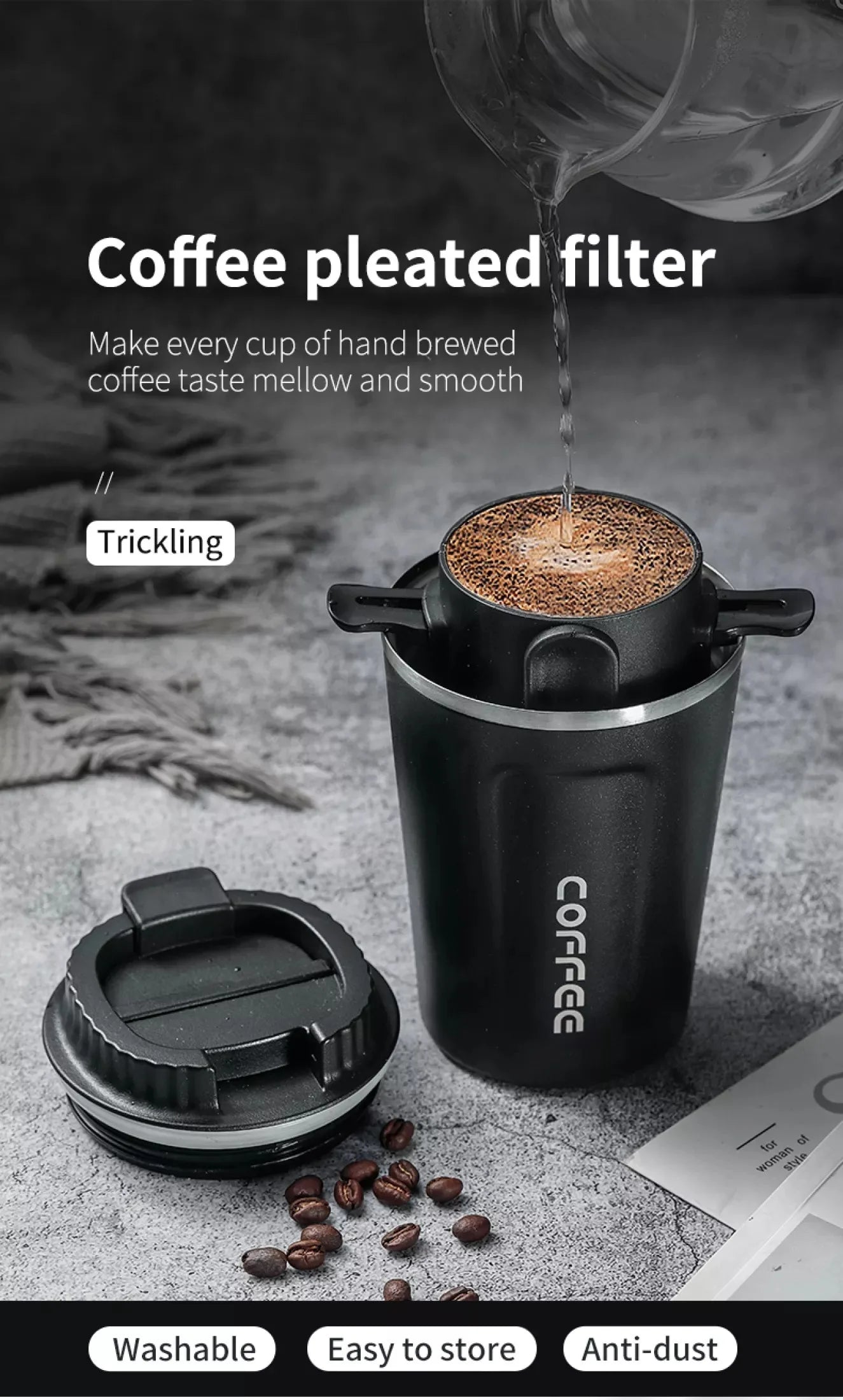 Filtro de Café Portátil em Aço Inoxidável 304 – Reutilizável e Sustentável